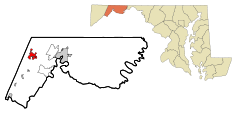 Ubicación en el condado de Allegany en MarylandUbicación de Maryland en EE. UU.