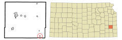 Ubicación en el condado de Allen en KansasUbicación de Kansas en EE. UU.