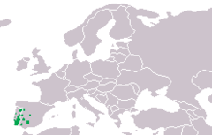 Distribución de Alytes cisternasii, según Nöllert/Nöllert: "Die Amphibien Europas"