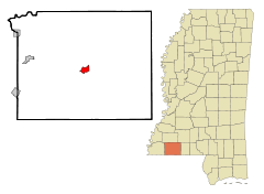 Amite County Mississippi Incorporated and Unincorporated areas Liberty Highlighted.svg