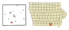 Appanoose County Iowa Incorporated and Unincorporated areas Cincinnati Highlighted.svg