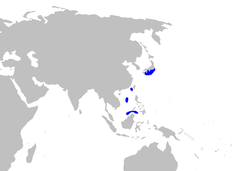Distribución geográfica de Apristurus platyrhynchus (en azul).