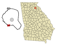 Banks County Georgia Incorporated and Unincorporated areas Maysville Highlighted.svg