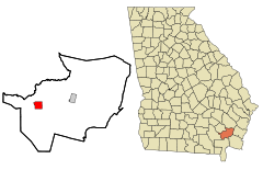 Brantley County Georgia Incorporated and Unincorporated areas Hoboken Highlighted.svg