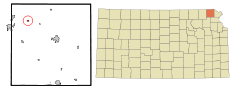 Ubicación en el condado de Brown en KansasUbicación de Kansas en EE. UU.