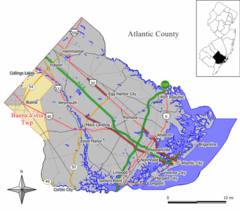 Ubicación en el condado de Atlantic en Nueva JerseyUbicación de Nueva Jersey en EE. UU.