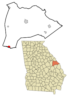 Burke County Georgia Incorporated and Unincorporated areas Midville Highlighted.svg