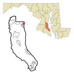 Ubicación en el condado de Calvert en MarylandUbicación de Maryland en EE. UU.
