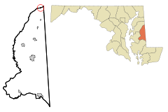 Ubicación en el condado de Caroline en MarylandUbicación de Maryland en EE. UU.