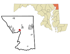 Ubicación en el condado de Cecil en MarylandUbicación de Maryland en EE. UU.