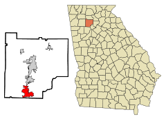 Cherokee County Georgia Incorporated and Unincorporated areas Woodstock Highlighted.svg