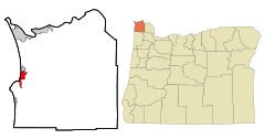 Ubicación en el condado de Clatsop en el estado de Oregón Ubicación de Oregón en EE. UU.