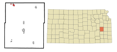 Ubicación en el condado de Coffey en KansasUbicación de Kansas en EE. UU.