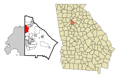 DeKalb County Georgia Incorporated and Unincorporated areas North Atlanta Highlighted.svg