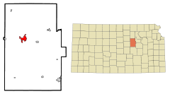 Ubicación en el condado de Dickinson en KansasUbicación de Kansas en EE. UU.