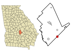Dodge County Georgia Incorporated and Unincorporated areas Milan Highlighted.svg
