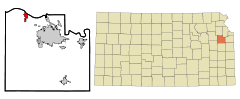 Ubicación en el condado de Douglas en KansasUbicación de Kansas en EE. UU.