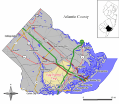 Ubicación en el condado de Atlantic en Nueva JerseyUbicación de Nueva Jersey en EE. UU.