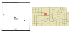 Ubicación en el condado de Ellis en KansasUbicación de Kansas en EE. UU.