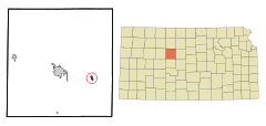 Ubicación en el condado de Ellis en KansasUbicación de Kansas en EE. UU.