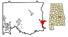 Elmore County Alabama Incorporated and Unincorporated areas Tallassee Highlighted.svg