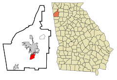 Floyd County Georgia Incorporated and Unincorporated areas Lindale Highlighted.svg