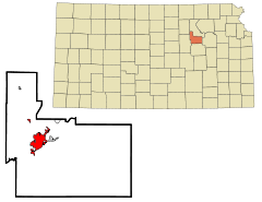 Ubicación en el condado de Geary en KansasUbicación de Kansas en EE. UU.