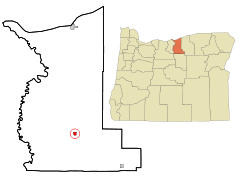 Ubicación en el condado de Gilliam en el estado de Oregón Ubicación de Oregón en EE. UU.