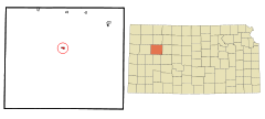 Ubicación en el condado de Gove en KansasUbicación de Kansas en EE. UU.