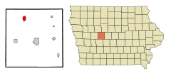 Greene County Iowa Incorporated and Unincorporated areas Churdan Highlighted.svg