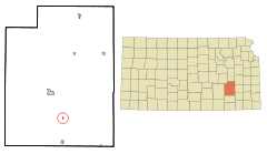 Ubicación en el condado de Greenwood en KansasUbicación de Kansas en EE. UU.