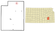 Ubicación en el condado de Greenwood en KansasUbicación de Kansas en EE. UU.