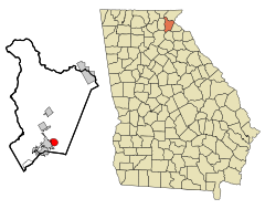 Habersham County Georgia Incorporated and Unincorporated areas Mount Airy Highlighted.svg