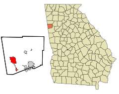 Haralson County Georgia Incorporated and Unincorporated areas Tallapoosa Highlighted.svg