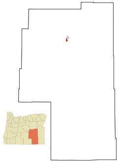 Ubicación en el condado de Harney en el estado de Oregón Ubicación de Oregón en EE. UU.