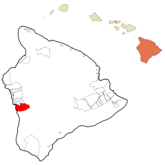Hawaii County Hawaii Incorporated and Unincorporated areas Honaunau-Napoopoo Highlighted.svg