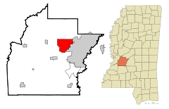 Localización en el condado de Hinds dentro del estado de Misisipi.