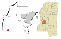 Hinds County Mississippi Incorporated and Unincorporated areas Utica Highlighted.svg