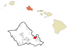 Honolulu County Hawaii Incorporated and Unincorporated areas Kaneohe Highlighted.svg