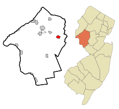Ubicación en el condado de Hunterdon en Nueva JerseyUbicación de Nueva Jersey en EE. UU.
