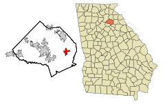 Jackson County Georgia Incorporated and Unincorporated areas Nicholson Highlighted.svg