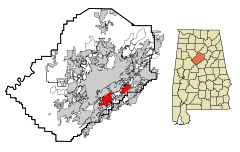 Jefferson County Alabama Incorporated and Unincorporated areas Vestavia Hills Highlighted.svg