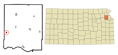 Ubicación en el condado de Jefferson en KansasUbicación de Kansas en EE. UU.