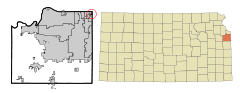 Ubicación en el condado de Johnson en KansasUbicación de Kansas en EE. UU.