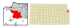 Ubicación en el condado de Johnson en KansasUbicación de Kansas en EE. UU.