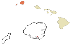 Ubicación de Omao en el condado de Kauai y en el estado de HawáiUbicación de Hawái en EE. UU.