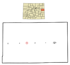 Ubicación en el condado de Kit Carson en ColoradoUbicación de Colorado en EE. UU.