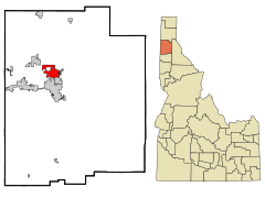 Ubicación en el condado de Kootenai en Idaho Ubicación de Idaho en EE. UU.