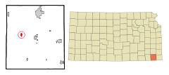 Ubicación en el condado de Labette en KansasUbicación de Kansas en EE. UU.