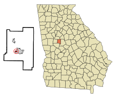 Lamar County Georgia Incorporated and Unincorporated areas Aldora Highlighted.svg